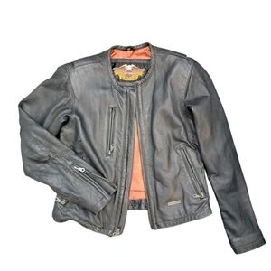 Vintage Harley-Davidson Womens Leather Jacket Burnt Orange Lining MotorClothes